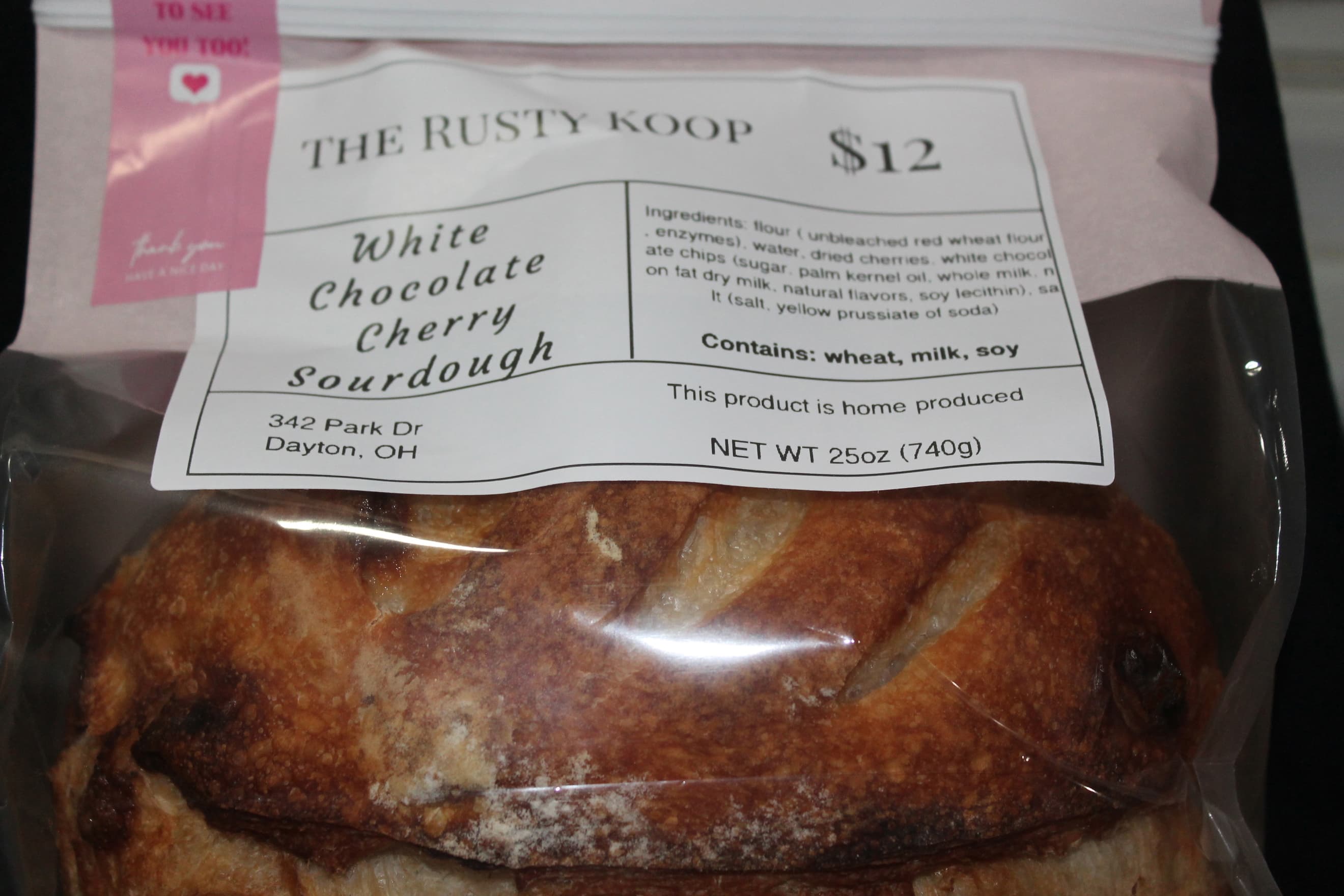 White Chocolate Cherry Sourdough Bread