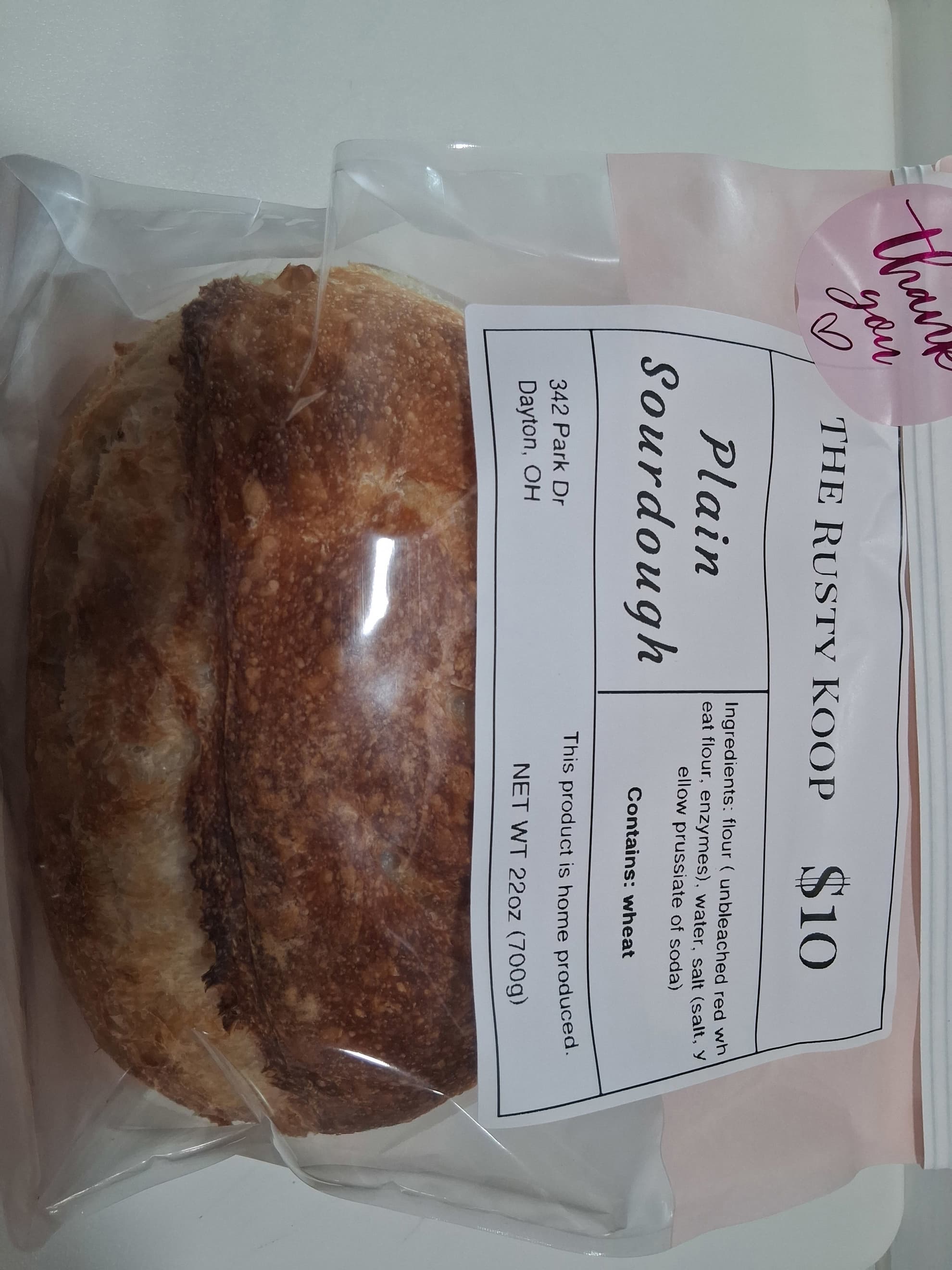 Rusty Koop Plain Sourdough Bread